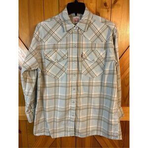 Levi's Long Sleeve  Western Button Down Shirt Size XS Pearl Snap Pockets (0428)